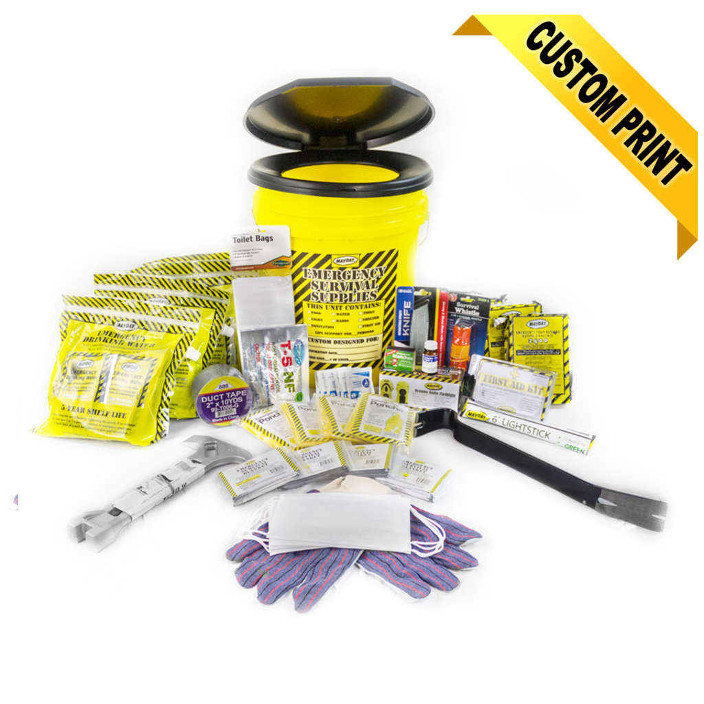 13040 Deluxe Emergency Honey Bucket Kits (4 Person Kit) Earthquake